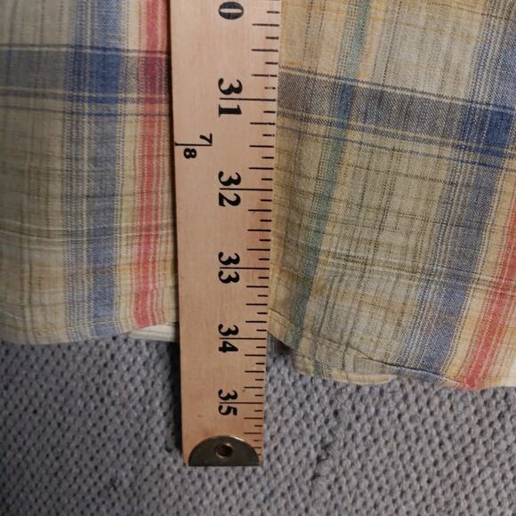 Vtg Walls Ranch Wear Western Shirt L Tan/Orange Plaid Pearl Snap Short Sleeve - Picture 14 of 15